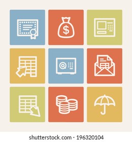 Banking web icons, color square buttons