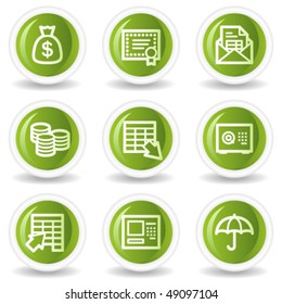 Iconos web bancarios, botones de círculo verde