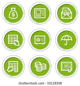 Banking web icons, green circle buttons