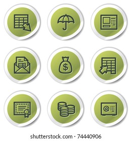 Banking web icons, green circle stickers