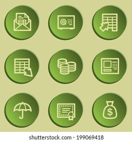 Iconos web bancarios, pegatinas de papel verde