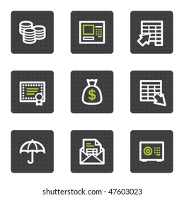Iconos web bancarios, series de botones cuadrados grises