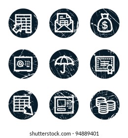 Banking web icons, grunge circle buttons