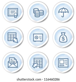 Banking web icons, light blue stickers