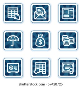 Banking web icons, navy square buttons