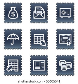 Banking web icons, navy stamp series