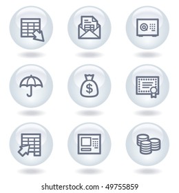 Iconos web bancarios, botones de círculo blanco