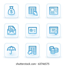 Banking-Web-Symbole, weiße quadratische Schaltflächen