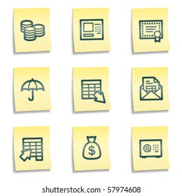 Banking web icons, yellow notes series