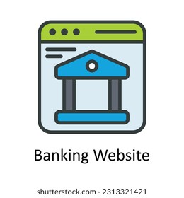 Vector de sitios web bancarios   Rellenar ilustración de diseño de iconos de esquema. Símbolo de marketing digital sobre archivo EPS 10 de fondo blanco