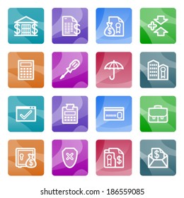 Banking white icons on color buttons.