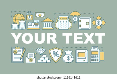 Banking word concepts banner. Money saving. Financial services. Investment. Finance industry. Isolated lettering typography idea with linear icons. Vector outline illustration