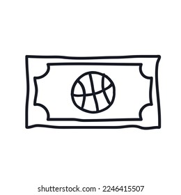 Símbolo del logotipo de baloncesto de billetes símbolo del juego Doodle