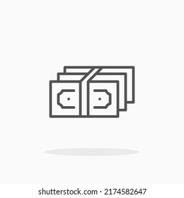 Banknote Bundle line icon. Editable stroke and pixel perfect. Can be used for digital product, presentation, print design and more.