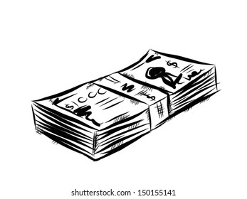 banknote / cartoon vector and illustration, hand drawn, sketch style, isolated on white background.