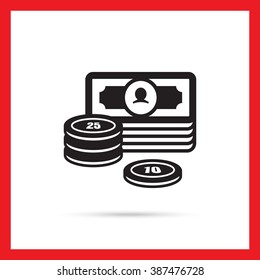 Banknote and coin stacks