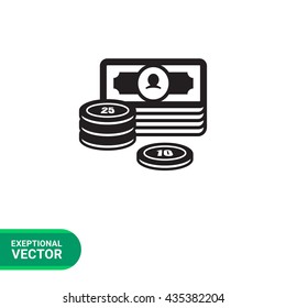 Banknote and coin stacks