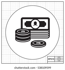 Banknote and coin stacks