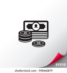 Banknote and coin stacks