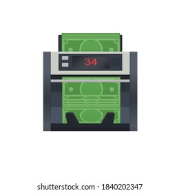 Banknotenzähler. Zählgeld, Vektorgrafik