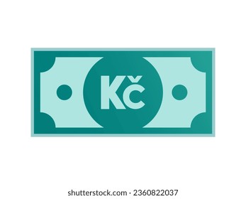 Banknote with Czech Koruna Sign. Czech Republic money symbol. Payment, Saving, finance, Business concept. Flat vector currency illustration.