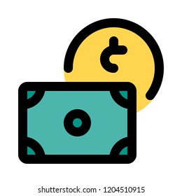 banknote and dollar coin