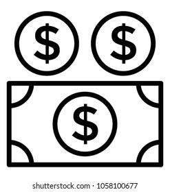 A banknote with dollar coins concept of cash payment