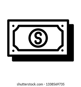 A banknote with dollar icon vector illustration in solid color design