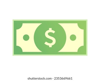 Banknote with Dollar Sign. American money symbol. Payment, Saving, finance, Business concept. Flat vector currency illustration.