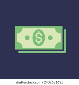 Symbol für das Notenbanknote-Dollar-Zeichen. Vektorgrafik
