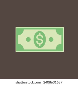 Icono de signo del dólar de los billetes. Ilustración del vector