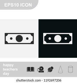 Banknote flat black and white vector icon.