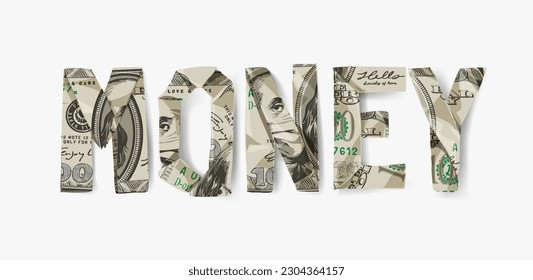 banknote folding in money slogan vector illustration