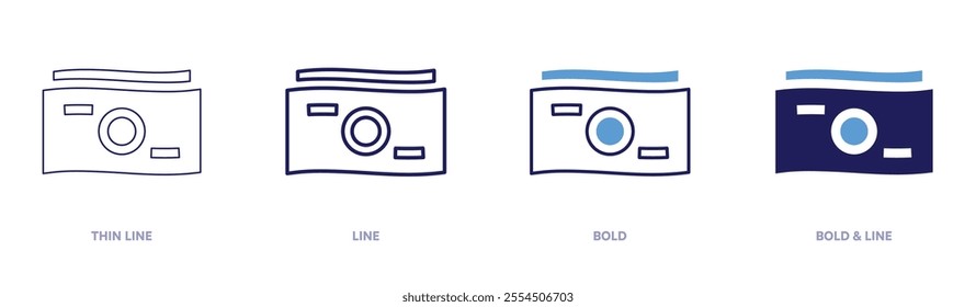 Banknote icon in 4 different styles. Thin Line, Line, Bold, and Bold Line. Duotone style. Editable stroke.