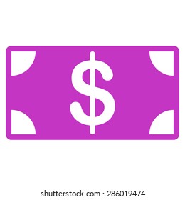 Banknote icon from Business Bicolor Set. This flat vector symbol uses violet color, rounded angles, and isolated on a white background.