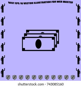 Banknote icon, cash vector illustration