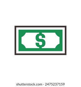 Banknote icon with dollar symbol, made in color style.