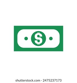 Icono del billete con símbolo del dólar, realizado en estilo de color.
