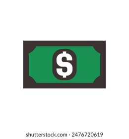 Banknote icon with dollar symbol, made in color style.