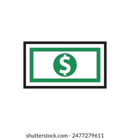 Banknote icon with dollar symbol, made in color style.