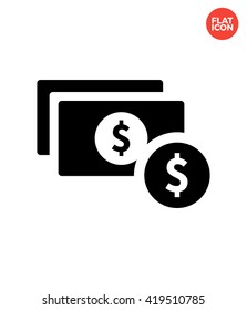 Banknote Icon Flat Style Isolated Vector Illustration