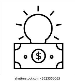 Icono del billete con la bombilla en el Vector blanco del fondo
Icono de negocio de Vector