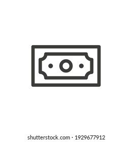 Icono del billete sobre fondo blanco. Icono del vector de dinero.