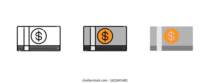 Banknote icon set isolated on white background for web design ,travel concept