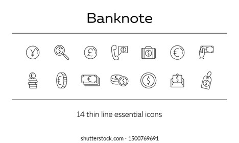 Banknote icon set. Money, currency, banking. Finances concept. Can be used for topics like trade, investment, prosperity