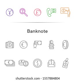 Banknote icon set. Money, currency, banking. Finances concept. Can be used for topics like trade, investment, prosperity