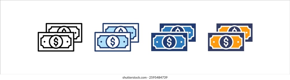 Banknote Icon Set Multiple Style Collection