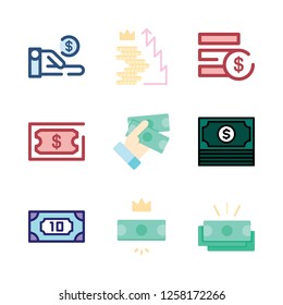 banknote icon set. vector set about money and dollar icons set.