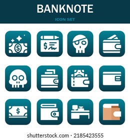 banknote icon set. Vector  illustrations related with Bill, Cheque and Skull