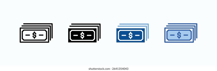 Banknote icon sheet multiple style collection isolated vector